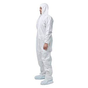 Combinaison de protection Junlong Type 5/6 homologuée pour salle blanche, avec protection anti-coupure, antistatique, imperméable en matériau microporeux et bottes - Product Image 6