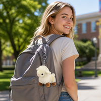 Zaves 2026 Nouveau Design Peluche Agneau Blanc Écologique Durable Sacs d'école Clés Premium Mignon Doux Animal Brodé en Croix