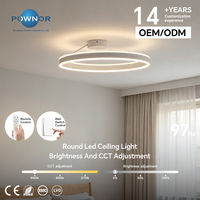 Plafonnier LED rond pour salon et chambre à coucher CRI97 120 °   Éclairage bidirectionnel d'usine CE RoHS EMC LVD à double commande CCT réglable 50W