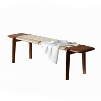 Banc de fin de lit moderne en rotin nordique, banc long pour entrée de chambre, repose-pieds pour changer de chaussures, tabouret ottoman pour magasin de vêtements ou maison