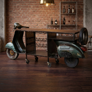 Industrial <b>Vintage</b> Iron Metal Solid Indian Wood Automobile Old Scooter Design Bar <b>Table</b> for Home Furniture and Hotel Use - Product Image 2