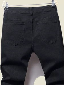 Pantalones vaqueros personalizados para hombre, Jeans rasgados con bolsillo, elásticos, informales, cónicos, Color lavado - Product Image 6