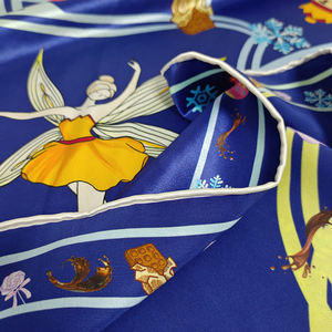 Haute qualité 22mm foulard en soie 90cm foulard carré soldats et danseurs histoire impression numérique Designer SilkScarf - Product Image 3