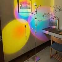 Lampadaire LED Coucher de Soleil 5 Lumières 7 Couleurs, Vente en Gros Usine, Lumière d'Ambiance pour Fond Photo, Lumières Statives Chaudes et Romantiques
