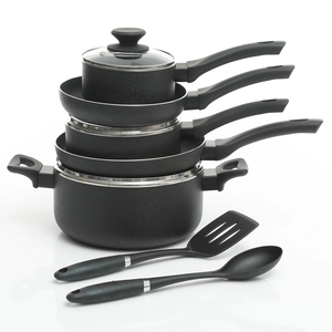 Ensemble de 10 ustensiles de cuisine antiadhésifs avec couvercles en verre et accessoires pour cuisinières à gaz et à induction - Product Image 6