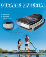Planche à pagaie gonflable portable SEAPLUS (EVA&PVC) avec système à 3 ailerons, 8,2 kg, légère, unisexe, pour enfants, lacs calmes et ventés