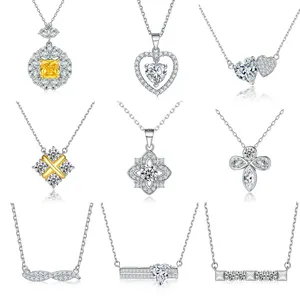Women Jewellery Custom Rose 18K Gold Personalize Sterling Silver 925 Cubic Zirconia eternity Necklace Pendant Jewelry