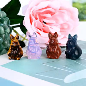 Venta al por Mayor de Tallados de Conejos en Cristal Natural, Tallados a Mano, Artesanías de Piedra de Alta Calidad para Decoración del Hogar, Regalos de Pascua - Product Image 3