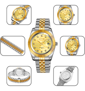 Reloj Clásico de Moda con Correa de Acero Inoxidable Sólido, Esfera Grabada con Láser y Marcadores de Diamantes, Elegancia Atemporal, Nuevo, Personalizable - Product Image 4