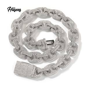 Collar de Moda Hip Hop con Eslabones Cubanos Gruesos y Brillantes con Circonitas Micro Pavé de 16 mm, Estilo Miami Iced Out, para Fiestas - Product Image 1