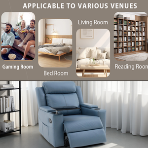 Home Theater Loveseat Top Fabric Power Silla reclinable Reposacabezas Taza Bandeja de carga USB Mesa para juegos de películas - Product Image 2