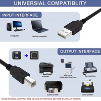 Cable de Transferencia de Datos USB 2.0 Tipo A Macho a Tipo B Macho, Blindado y Chapado en Níquel, de Xput, en Varias Longitudes de 1 a 10 Metros, para Impresora y Escáner