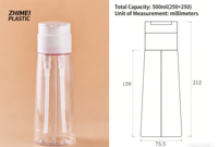 Offre Spéciale – Bouteilles Cosmétiques en Plastique à Double Compartiment 2-en-1, 250+250ml, avec Pompe à Lotion
