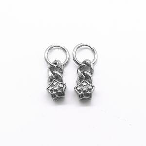 Pendientes de aro Huggie para hombre, de oro, acero inoxidable 316L, hipoalergénicos, con estrella grabada, estilo cubano, vintage, punk, regalo - Product Image 2