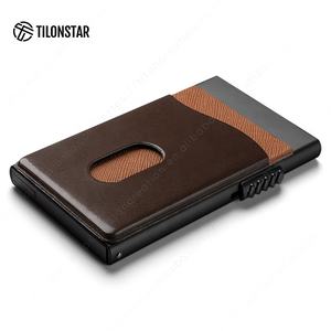 TILONSTAR TVC305 Newest Styles Designs Leather Credit Card <b>Clip</b> Men ID Card Holder Case Custom Aluminum Wallet Card Holders - Product Image 2