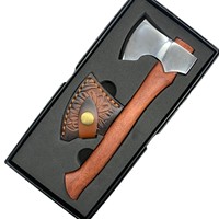 Hache de camping multifonctionnelle en bois de rose pour l'extérieur, manche en bois massif, taille moyenne, pour la coupe du bois, le défrichement forestier et la menuiserie (cadeau)