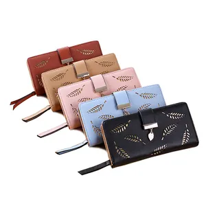 Thời Trang Cao Cấp Bán Buôn Zippered Thời Trang PU Leather Purse Dài Ví Cho Phụ Nữ Ly Hợp Ví Với Dây Kéo