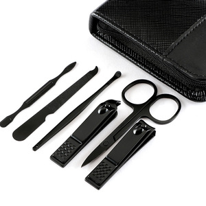 Kit de manucure 6 pièces, pochette en cuir à fermeture éclair, ensemble d'outils de soin des ongles en acier inoxydable - Product Image 4