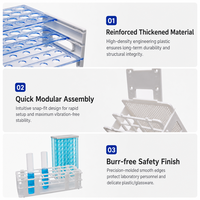 Support de tubes à essai en plastique PP durable, multi-trous, de qualité médicale, pour laboratoire scientifique, personnalisé OEM, vente en gros