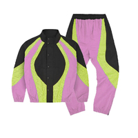 Ensemble de survêtement personnalisé pour homme, coupe-vent à blocs de couleur avec fermeture éclair intégrale, veste et pantalon, cordon de serrage, streetwear léger, grandes tailles, fabrication OEM
