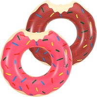 Grand Anneau de Natation Gonflable en Forme de Donut pour Adultes, Construction en PVC Épaissi Rose et Marron pour Piscine et Plage