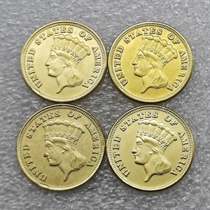 1854,1870,1875,1876 Koin Peringatan "Kepala Putri India" 3 Dolar Amerika Serikat, Hadiah, Dekorasi Rumah - Product Image 1