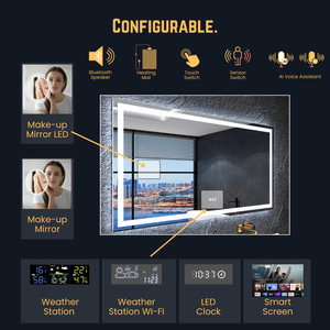 Sang trọng hình chữ nhật Led Gương phòng tắm | phía trước + Trở lại chiếu sáng | cảm biến cảm ứng - Product Image 3