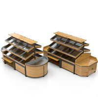 Équipement de supermarché, gondole en métal pour fruits et légumes, étagère de magasin à 3 niveaux avec panier, table de présentation d'aliments frais