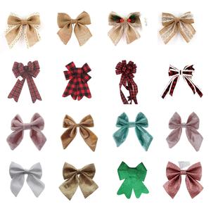 <span class=keywords><strong>Fiocco</strong></span> in nastro decorazione per porte ad albero Glitter fiore tessuto in velluto decorazioni grandi cravatta bianca rossa per esterni Mini grandi fiocchi di natale - Product Image 1