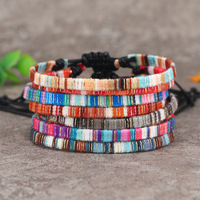 Boho fait à la main surfeur bijoux coloré arc-en-ciel couleurs réglable tissé amitié Bracelet