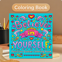Libro da colorare minimalista 'Credi in te stesso' per adulti, con citazioni positive e motivanti, riduce lo stress, favorisce il benessere mentale, idea regalo
