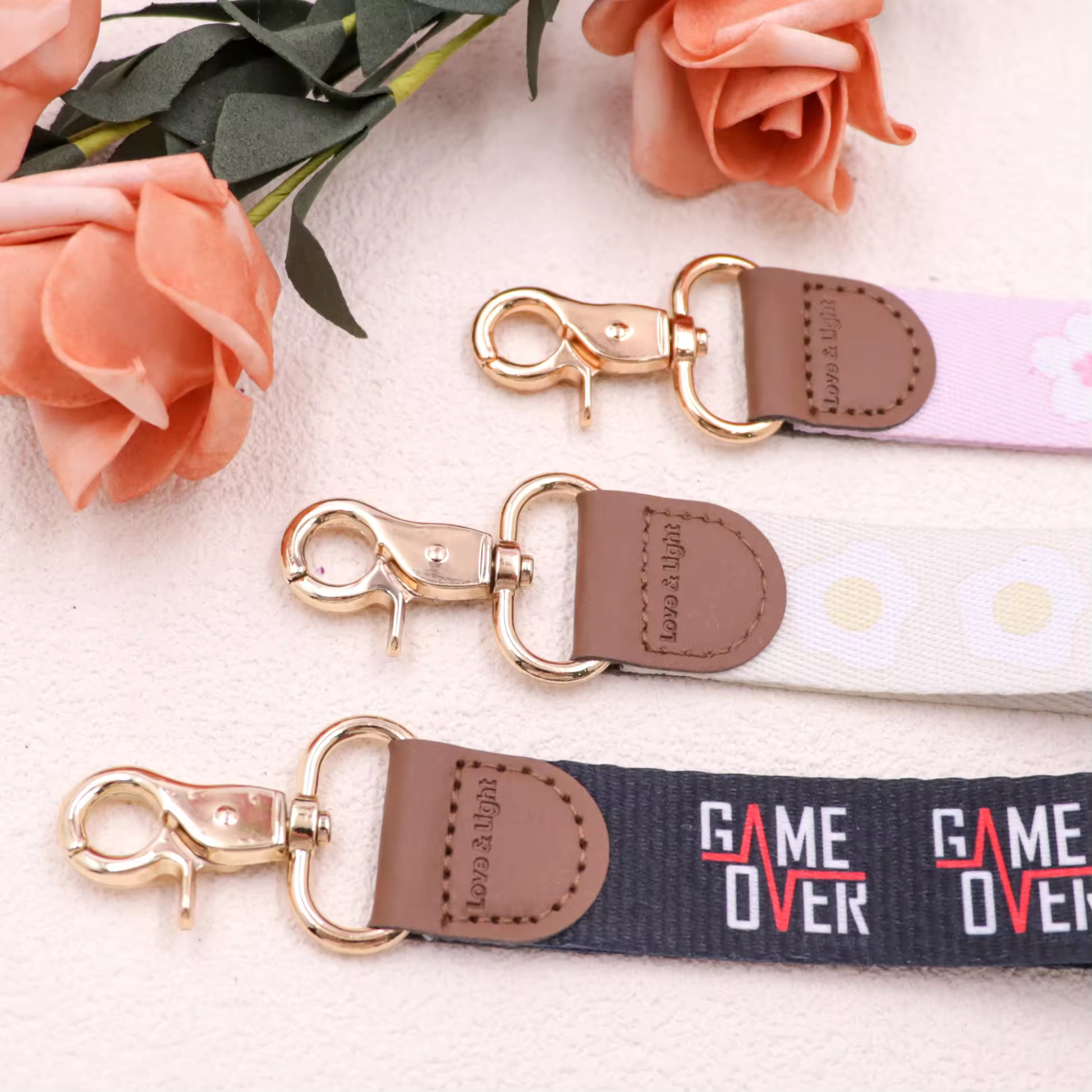 Custom Satin Leather Wrist Lanyard Keychain Image 3