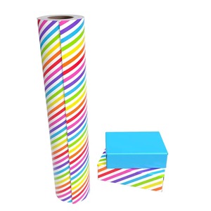 Custom Eco-Friendly Recyclable Striped <b>Pattern</b> <b>Tissue</b> <b>Paper</b> Roll 80GSM Double Side Coated Waterproof Wood Pulp Gift Packaging - Product Image 2