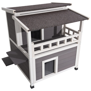 Maison pour <span class=keywords><strong>chat</strong></span> isolée à 2 étages, abri pour <span class=keywords><strong>chat</strong></span> en bois avec isolation en <span class=keywords><strong>mousse</strong></span>, abri pour <span class=keywords><strong>chat</strong></span> errant avec balcon, condos pour chats imperméables - Product Image 3