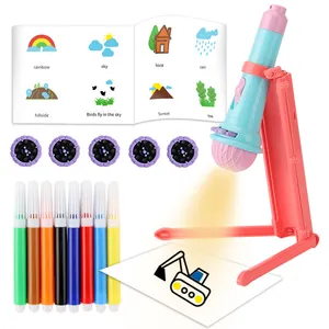 Flashlight Projection Toy With stand picture album and watercolor pen flashlight projector torch lamp toy