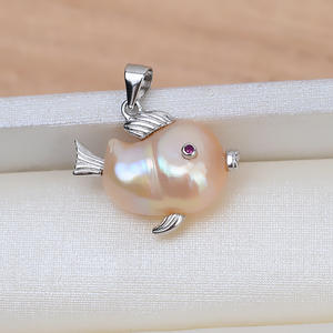 Handmade DIY 925 Silver Baroque Pearl Pendant <b>Small</b> Fish Shaped Pearl <b>Necklace</b> Women's Empty Base Jewelry Findings Components - Product Image 2