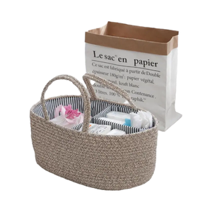 Cesta de almacenamiento de alimentos para bebés tejida con cuerda de algodón ecológica moderna <span class=keywords><strong>hecha</strong></span> <span class=keywords><strong>a</strong></span> <span class=keywords><strong>mano</strong></span> Linda borla extraíble tela de lavanderí<span class=keywords><strong>a</strong></span> multiusos Caddy - Product Image 4
