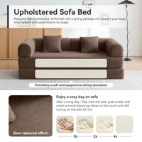 Canapé-lit modulable convertible de 79 pouces, revêtement en velours côtelé, rembourrage en mousse haute densité, canapé extensible avec oreillers, marron