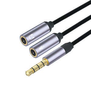 Cavo Audio Aux <span class=keywords><strong>Convertitore</strong></span> 2 in 1 da 3,5mm Maschio a Doppia Femmina, Supporta Ascolto e Chiamate, Cavo in Nylon - Product Image 1