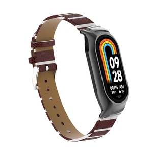 Bracelet en cuir souple universel BEEFLYPOWER Sports Personality avec coque métallique assortie pour Xiao <span class=keywords><strong>Mi</strong></span> <span class=keywords><strong>Band</strong></span> 8/8 NFC - Product Image 1