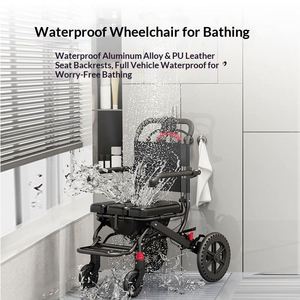 Fauteuil roulant portable ultra-léger pliable manuellement pour personne âgée, utilisable pour le bain. - Product Image 2