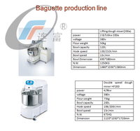 Machine de Ligne de Production LIANFU Façonneuse à Baguettes et Pains de Boulangerie, Mélangeur de Pâte pour Pain Long Français, Motorisée Diesel, pour Moulage de Noix
