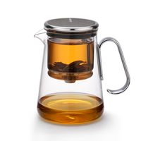 Ensemble théière en verre borosilicate résistant à la chaleur BP19 avec couvercle rotatif magnétique, poignée et filtre – Tasse à thé en verre de haute qualité en stock