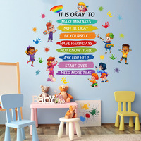 Autocollant de devise familiale de haute qualité, décorations colorées pour la salle de classe, décoration murale imperméable pour enfants