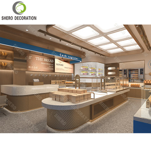 Mostrador de tienda de madera personalizado, exhibición de panadería, <span class=keywords><strong>puerta</strong></span> de vidrio, gabinete, escaparate de postres - Product Image 1