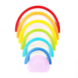 Arco Iris madera apilamiento juego juguete aprendizaje <span class=keywords><strong>la</strong></span> geometría bloques construcción juguetes educativos para niños - Product Image 1