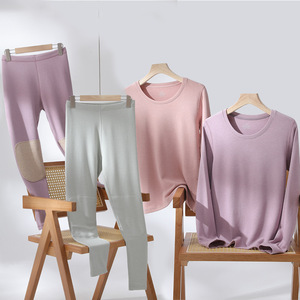 Conjunto Térmico de <span class=keywords><strong>Lana</strong></span> <span class=keywords><strong>Merino</strong></span> Auténtica para <span class=keywords><strong>Mujer</strong></span>; Pantalones y <span class=keywords><strong>Camiseta</strong></span> <span class=keywords><strong>Interior</strong></span> Extra Gruesos con Forro Polar para Otoño/Invierno, Talla Grande, Color Sólido - Product Image 1