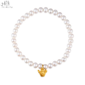 New Arrival 24K Pure Gold <b>Crown</b> Pendant Real Natural Pearl Bracelets Most Popular Hot <b>Sale</b> Jewelry <b>for</b> Gifts Parties Weddings - Product Image 1