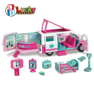 Oyuncak tedarikçisi ambulans araba eğitici oyuncaklar monte atalet otobüs ambulans oyun seti