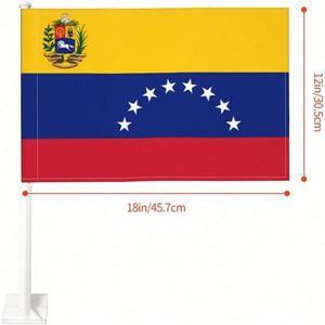 Wholesale Polyester Venezuela Venezuelan Car Windows <b>Flags</b> Banner 12x18 INCHES with Flexible Plastic Stick for Vehicle Decor - Product Image 4